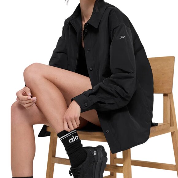 NWT ALO Socialite Shacket Black XS Lightweight Unisex Layering Jacket - Picture 1 of 8